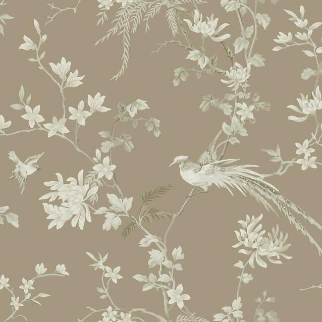media image for sample bird and blossom chinoserie wallpaper in glint from the ronald redding 24 karat collection by york wallcoverings 1 250