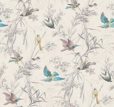 product image of sample birds of paradise wallpaper in frost from the sanctuary collection by mayflower wallpaper 1 542
