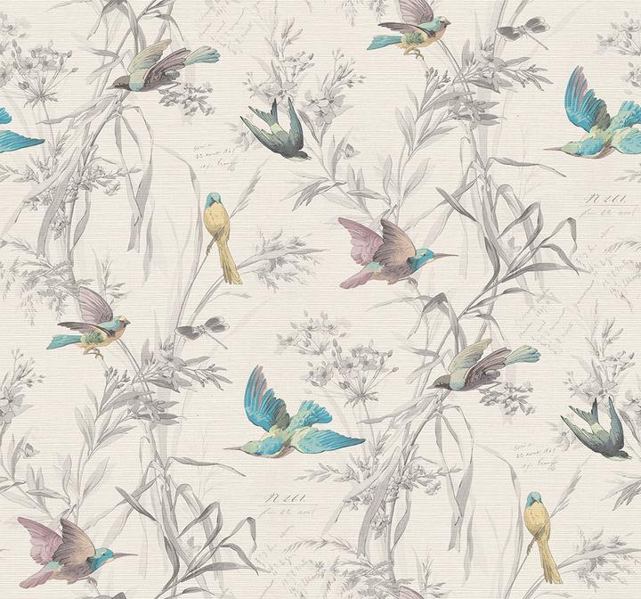 media image for sample birds of paradise wallpaper in frost from the sanctuary collection by mayflower wallpaper 1 25