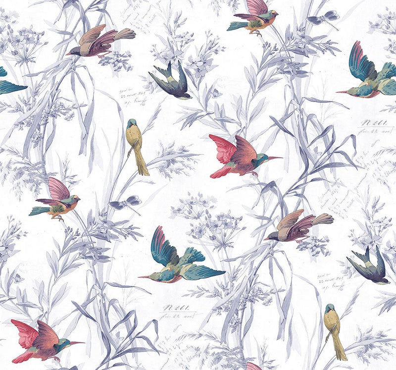 media image for sample birds of paradise wallpaper in mixed berry from the sanctuary collection by mayflower wallpaper 1 224