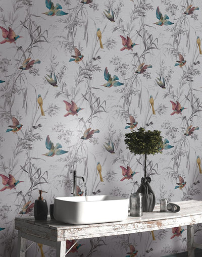 product image for Birds Of Paradise Wallpaper in Sterling from the Sanctuary Collection by Mayflower Wallpaper 49