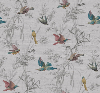 product image of sample birds of paradise wallpaper in sterling from the sanctuary collection by mayflower wallpaper 1 533