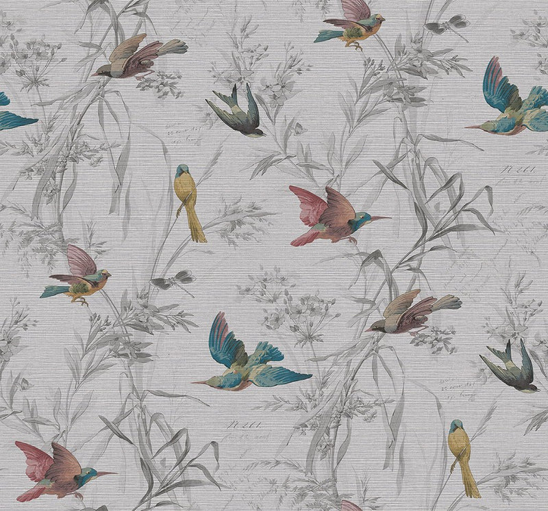 media image for sample birds of paradise wallpaper in sterling from the sanctuary collection by mayflower wallpaper 1 224