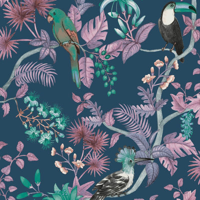 product image of sample birds of paradise self adhesive wallpaper in pacific blue by tempaper 1 516