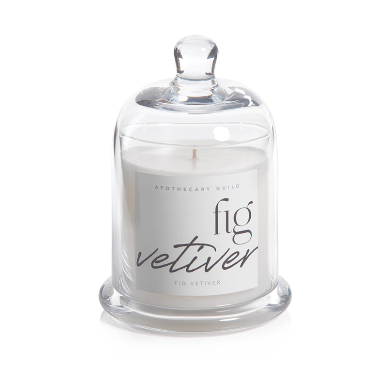 media image for Black Fig Vetiver Scented Candle Jar with Glass Dome 267