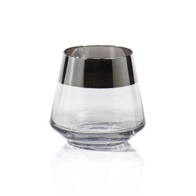product image of Black Luster Tealight Candle Holder with Platinum Rim 559