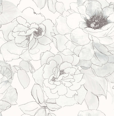 product image for Paper Rose Peel & Stick Wallpaper in Black/White by Mayflower 77