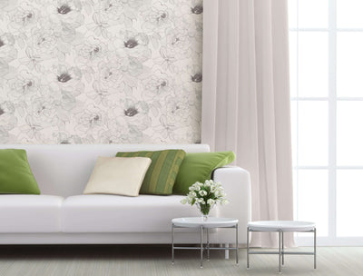 product image for Paper Rose Peel & Stick Wallpaper in Black/White by Mayflower 83