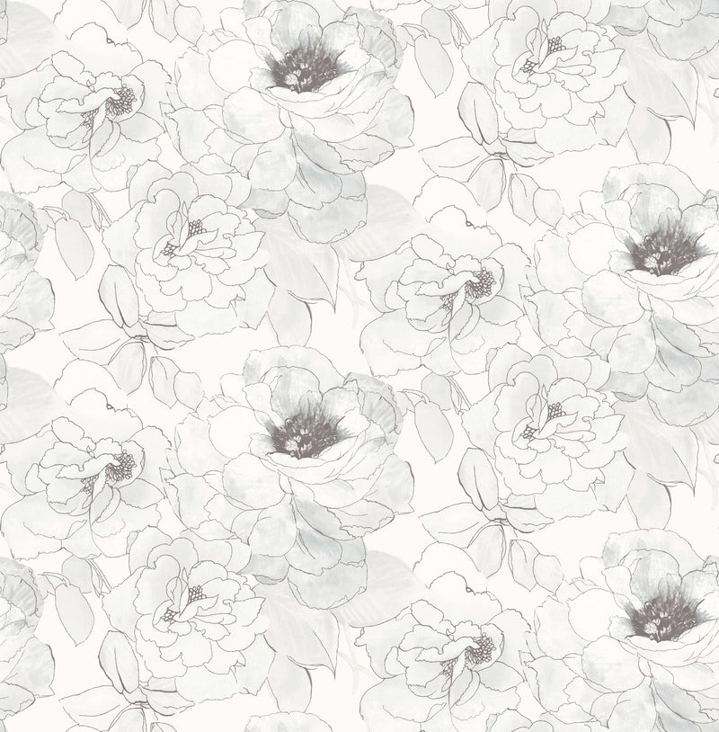 media image for Paper Rose Peel & Stick Wallpaper in Black/White by Mayflower 22
