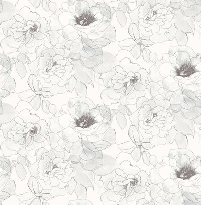 product image of sample paper rose peel and stick wallpaper in black white by mayflower 1 529