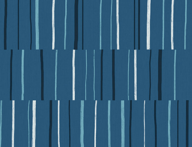 media image for Block Lines Wallpaper in Blueberry, Midnight, and Blue Skies from the Living With Art Collection by Seabrook Wallcoverings 231