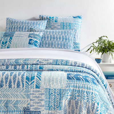 product image for Block Print Patchwork Blue Bedding 43
