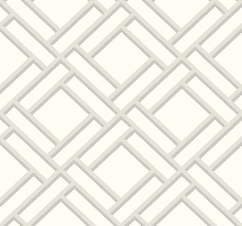 media image for Block Trellis Wallpaper in Metallic Silver and Eggshell from the Luxe Retreat Collection by Seabrook Wallcoverings 24