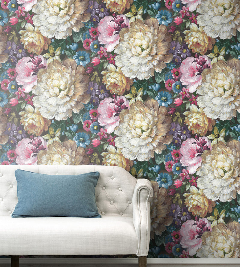 media image for Blooming Floral Peel-and-Stick Wallpaper in Multi by NextWall 221