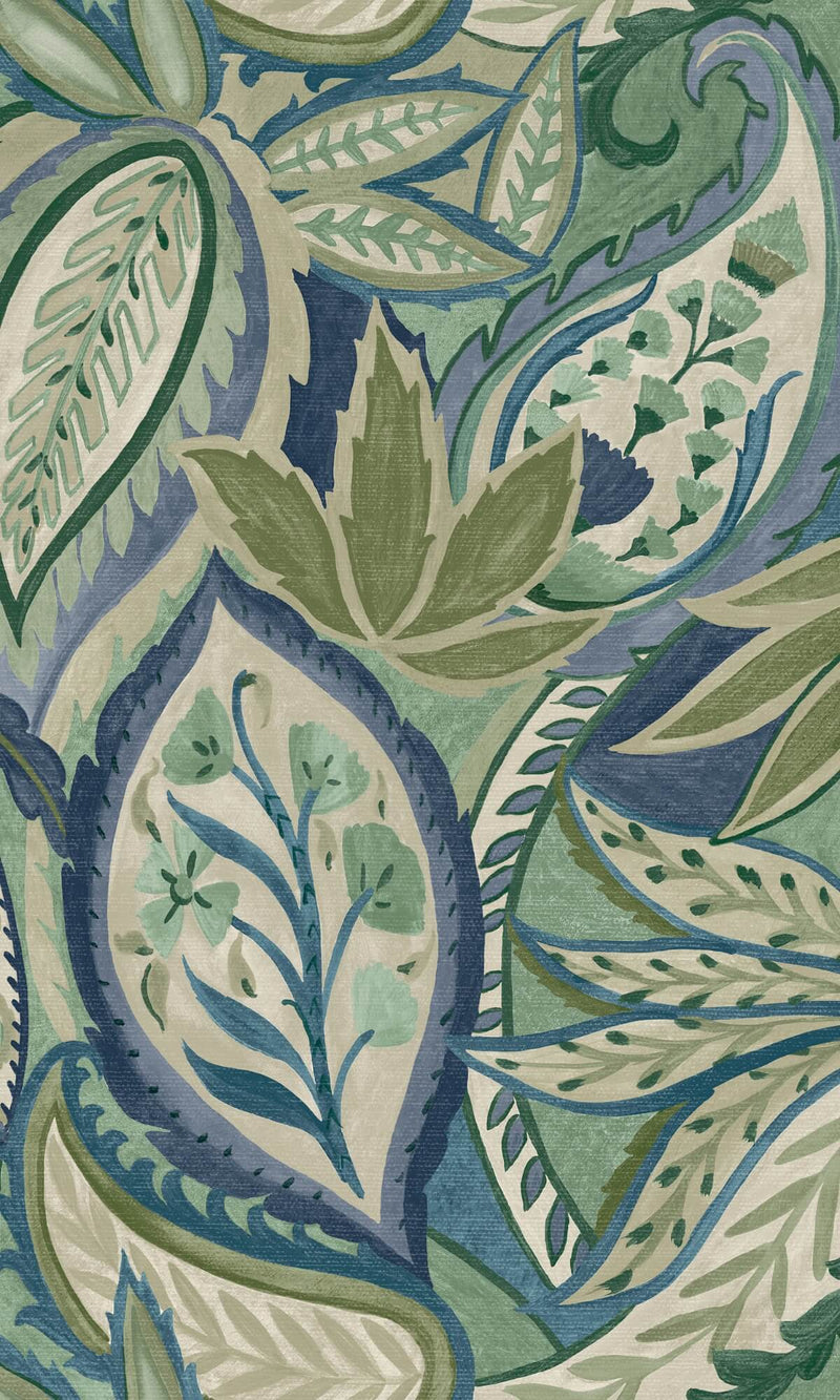 media image for Paisley All Over Tropical Wallpaper in Blue 254