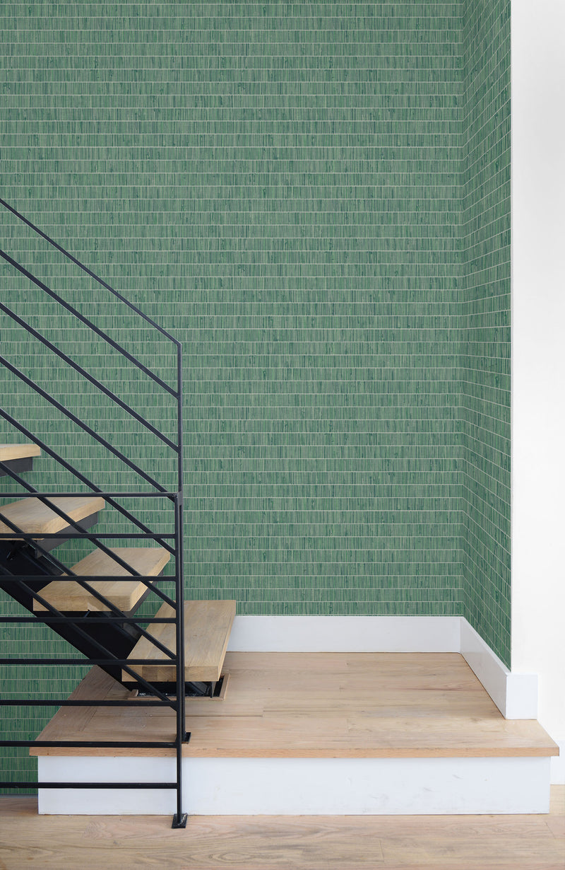 media image for Blue Grass Band Grasscloth Wallpaper in Banana Leaf from the More Textures Collection by Seabrook Wallcoverings 279