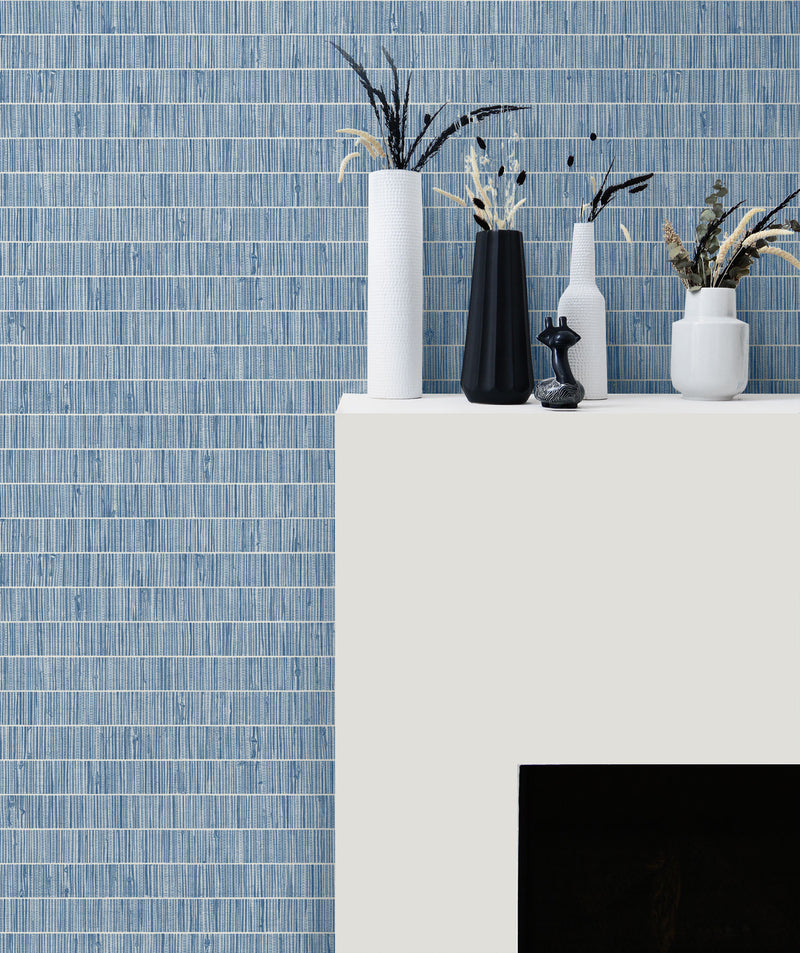 media image for Blue Grass Band Grasscloth Wallpaper in Pacifico from the More Textures Collection by Seabrook Wallcoverings 21