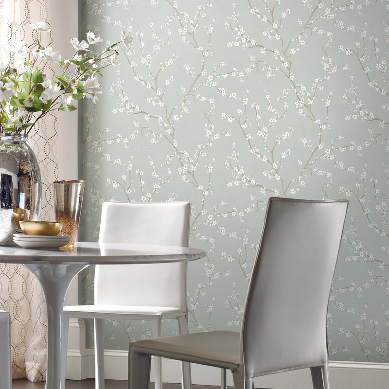 media image for Blue Cherry Blossom Peel & Stick Wallpaper by RoomMates for York Wallcoverings 237