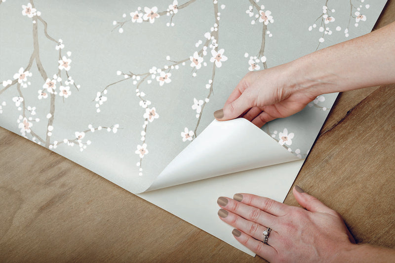 media image for Blue Cherry Blossom Peel & Stick Wallpaper by RoomMates for York Wallcoverings 281