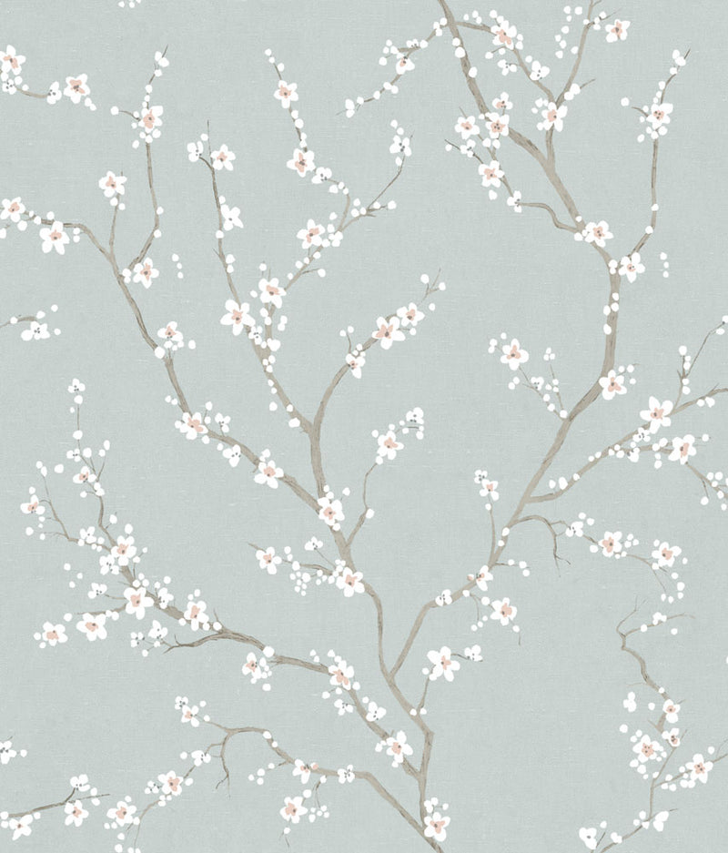 media image for sample blue cherry blossom peel stick wallpaper by roommates for york wallcoverings 1 284