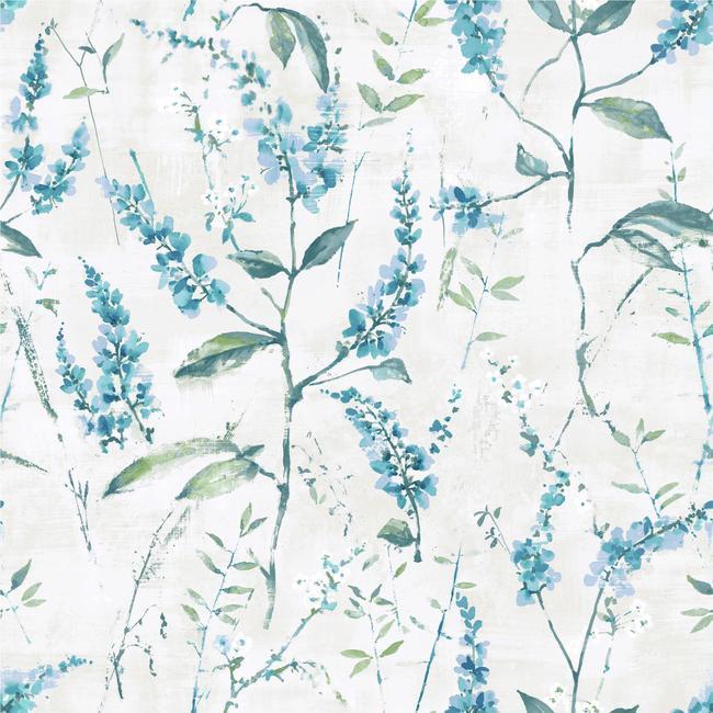 media image for sample blue floral sprig peel stick wallpaper by roommates for york wallcoverings 1 219