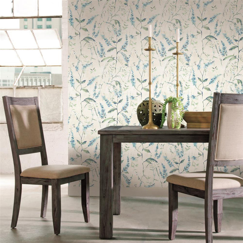 media image for Blue Floral Sprig Peel & Stick Wallpaper by RoomMates for York Wallcoverings 269