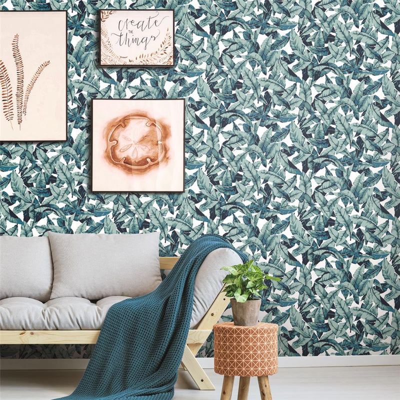 media image for Blue Palm Peel & Stick Wallpaper by RoomMates for York Wallcoverings 225