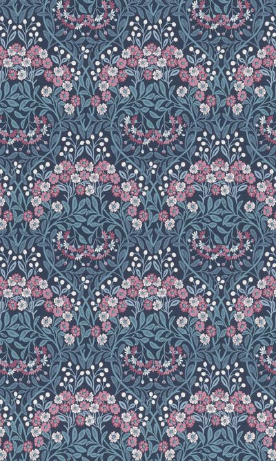 product image for Fresh Jacobean Flowers Blue & Red Wallpaper by Walls Republic 30