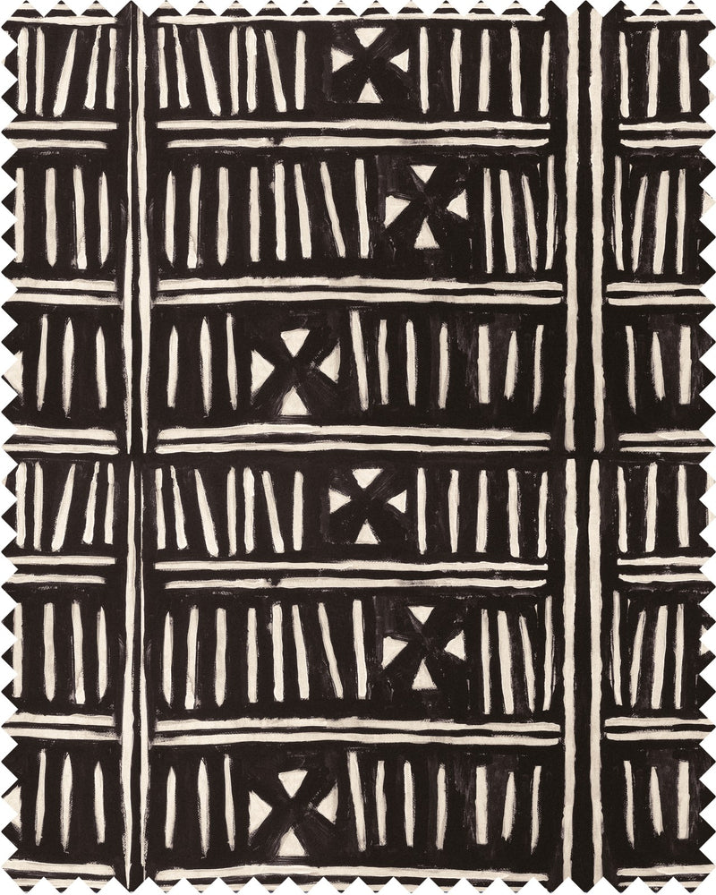 media image for Bogolanfini Linen Fabric in Black by Mind the Gap 213