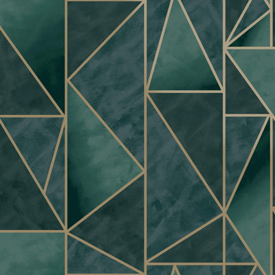product image of sample bohemian metallic triangles wallpaper in green and gold by walls republic 1 536