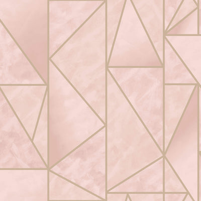product image for Bohemian Metallic Triangles Wallpaper in Pink and Gold by Walls Republic 99
