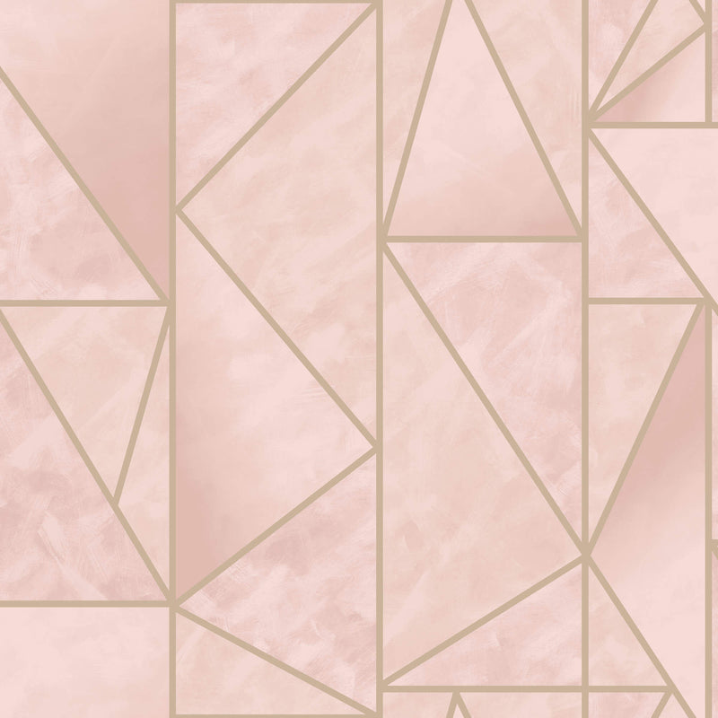 media image for Bohemian Metallic Triangles Wallpaper in Pink and Gold by Walls Republic 25