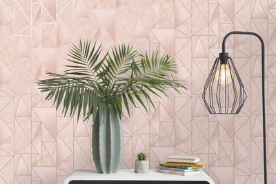 product image for Bohemian Metallic Triangles Wallpaper in Pink and Gold by Walls Republic 27
