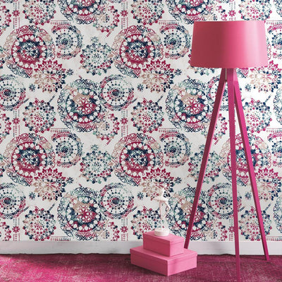 product image for Bohemian Peel & Stick Wallpaper in Pink and Blue by RoomMates for York Wallcoverings 30