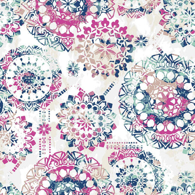 product image of sample bohemian peel stick wallpaper in pink and blue by roommates for york wallcoverings 1 563