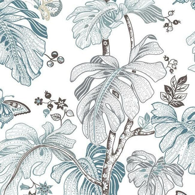 product image of Boho Palm Peel & Stick Wallpaper in Blue by RoomMates for York Wallcoverings 547
