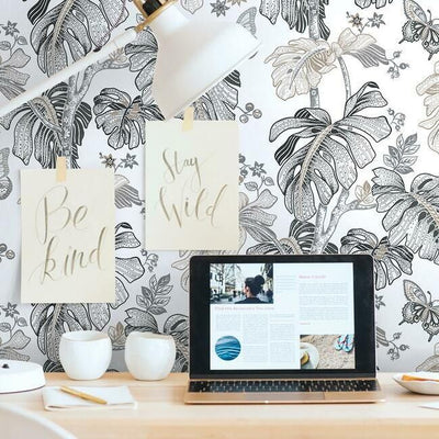 product image for Boho Palm Peel & Stick Wallpaper in Neutral by RoomMates for York Wallcoverings 91