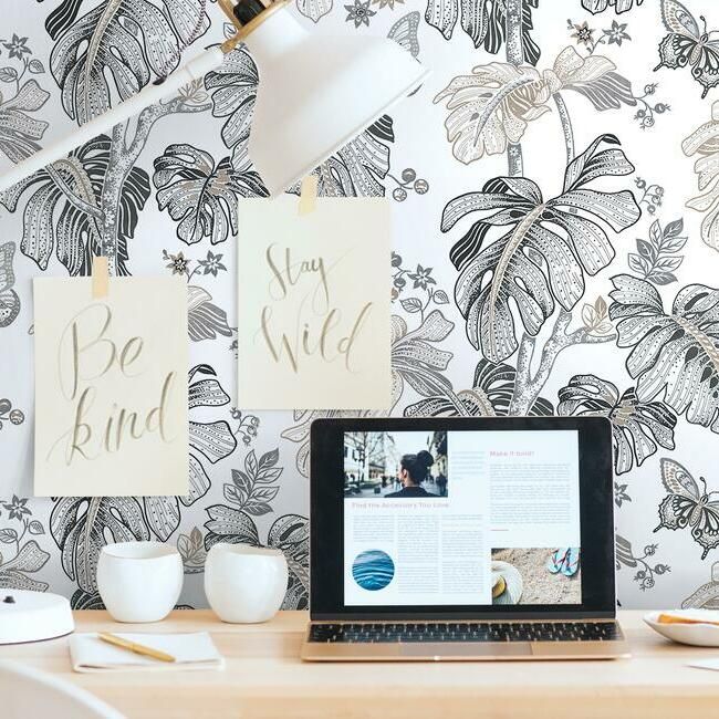 media image for Boho Palm Peel & Stick Wallpaper in Neutral by RoomMates for York Wallcoverings 238