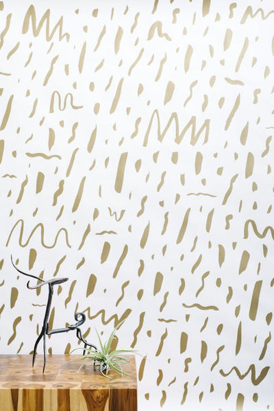 product image for Bomba Wallpaper in Gold on Cream design by Thatcher Studio 72