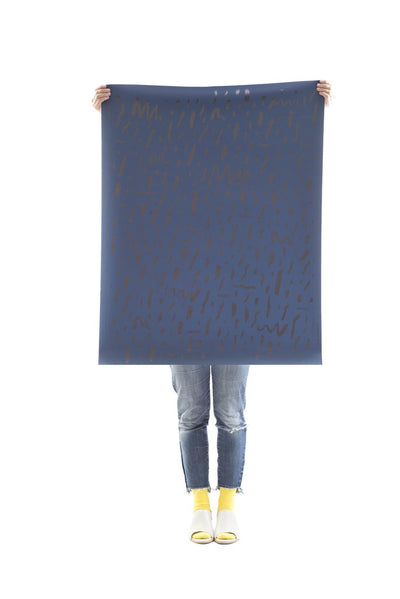 product image for Bomba Wallpaper in Gunmetal on Navy design by Thatcher Studio 96
