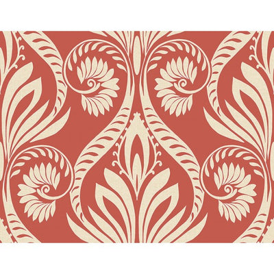 product image of Bonaire Damask Wallpaper in Deep Orange from the Tortuga Collection by Seabrook Wallcoverings 577