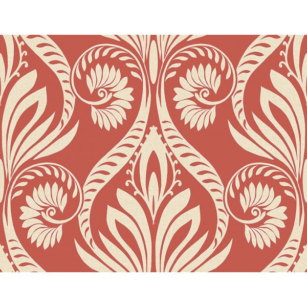 media image for Bonaire Damask Wallpaper in Deep Orange from the Tortuga Collection by Seabrook Wallcoverings 287