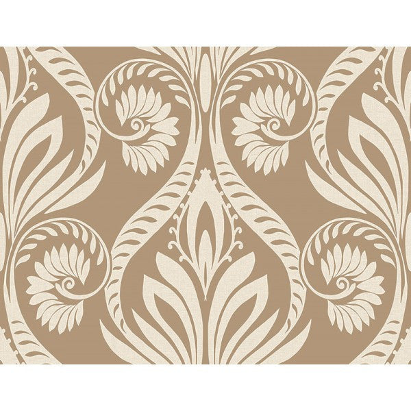 media image for Bonaire Damask Wallpaper in Gold and Cream from the Tortuga Collection by Seabrook Wallcoverings 294
