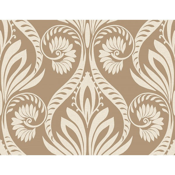 media image for sample bonaire damask wallpaper in gold and cream from the tortuga collection by seabrook wallcoverings 1 273