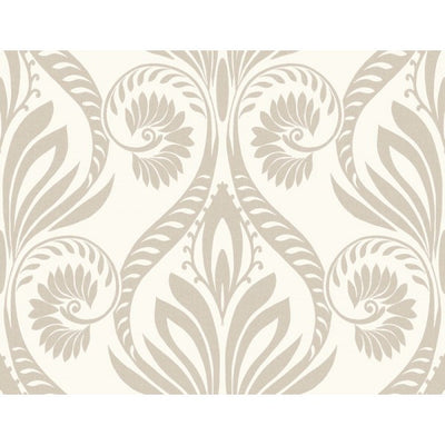 product image for Bonaire Damask Wallpaper in Silver and Ivory from the Tortuga Collection by Seabrook Wallcoverings 26