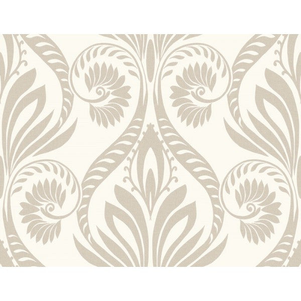 media image for Bonaire Damask Wallpaper in Silver and Ivory from the Tortuga Collection by Seabrook Wallcoverings 236
