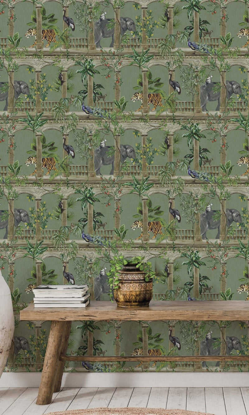 media image for sample sage ancient inspired tropical wallpaper by walls republic 1 225