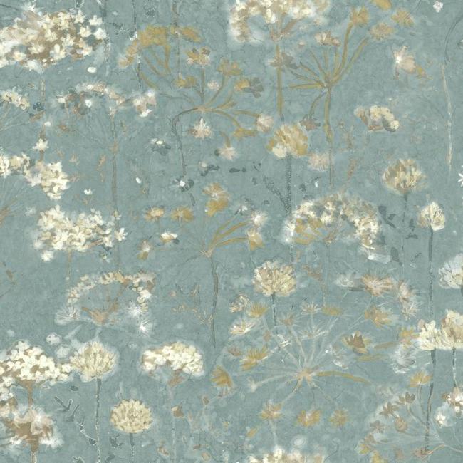 media image for Botanical Fantasy Wallpaper in Blue from the Botanical Dreams Collection by Candice Olson for York Wallcoverings 242