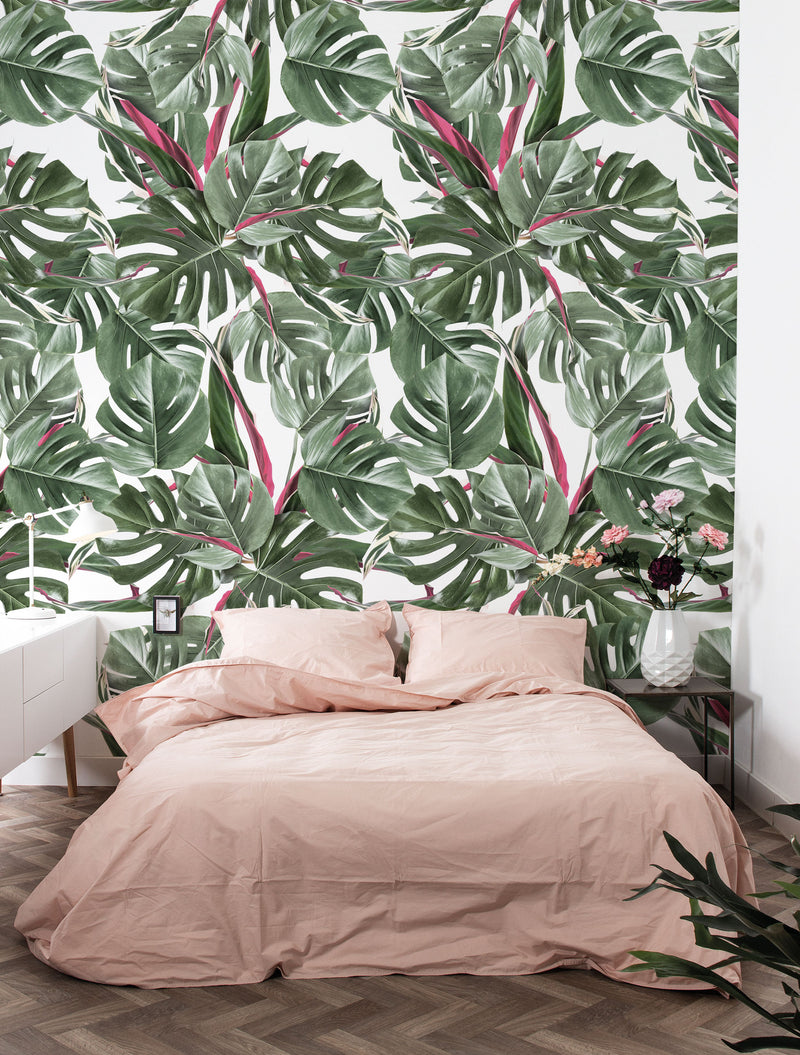 media image for Botanical Wallpaper Monstera White and Pink by KEK Amsterdam 290