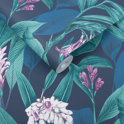 product image of sample botanical wallpaper in midnight from the exclusives collection by graham brown 1 547